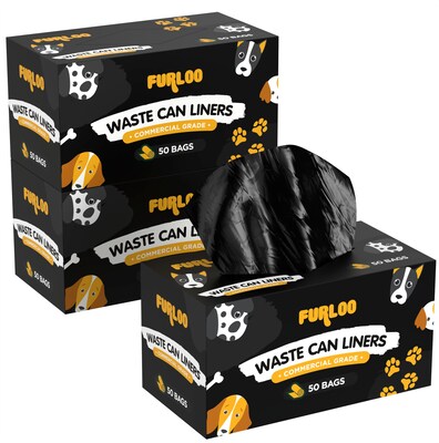 Furloo Heavy Duty Pet Waste Disposal Bag, 13 Gallon, Black, 100 Total Bags (FLO22-2PK)