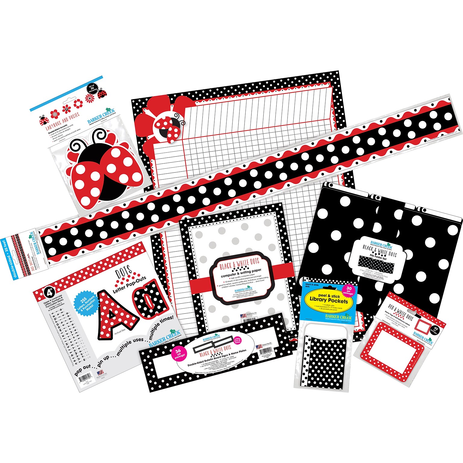 Barker Creek Just Dotty Designer Bulletin Board Set, 477/Pack (BCP3570)