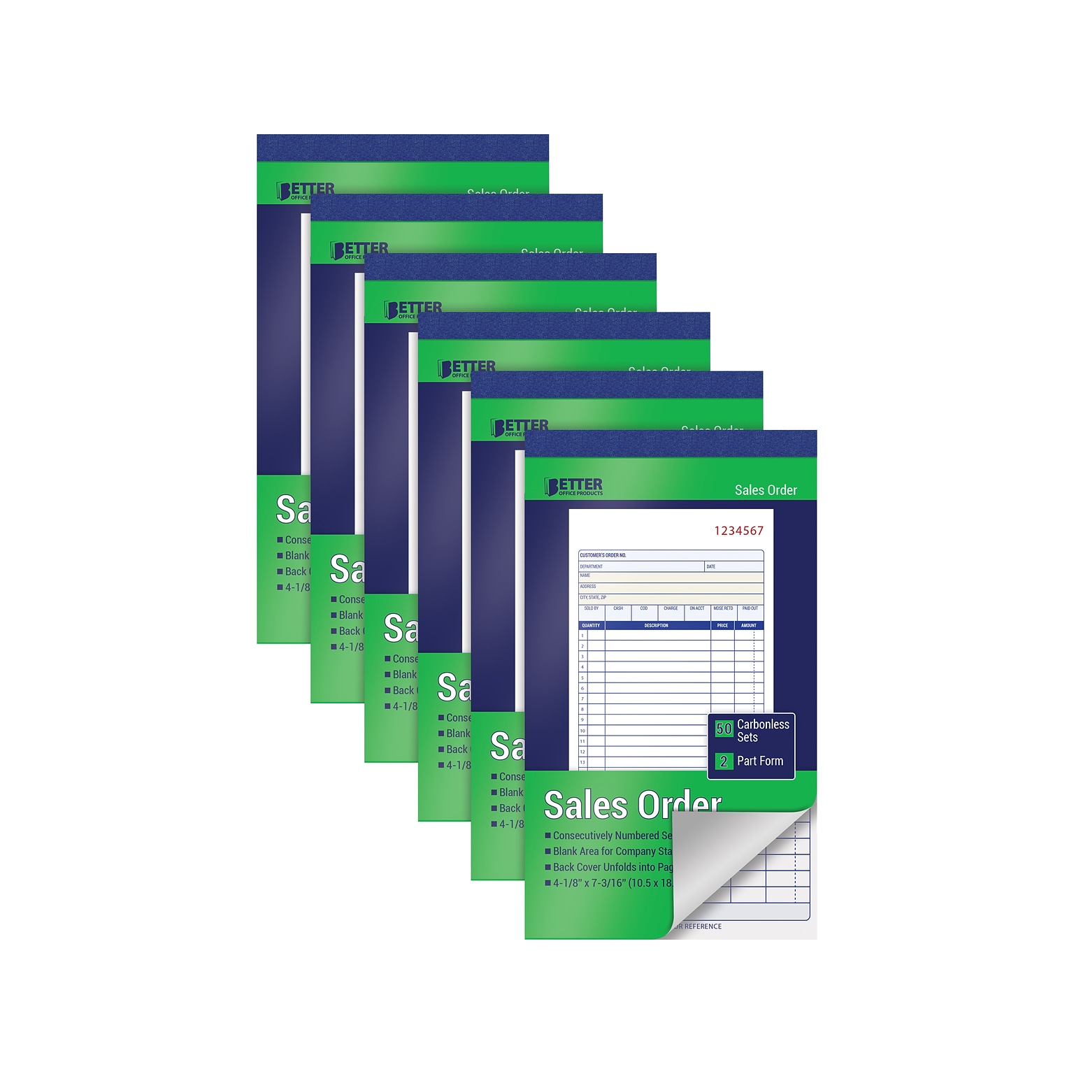 Better Office 2-Part Carbonless Sales Order Book, 4.13 x 7.19, 50 Sets/Book, 6 Books/Pack (66006-6PK)