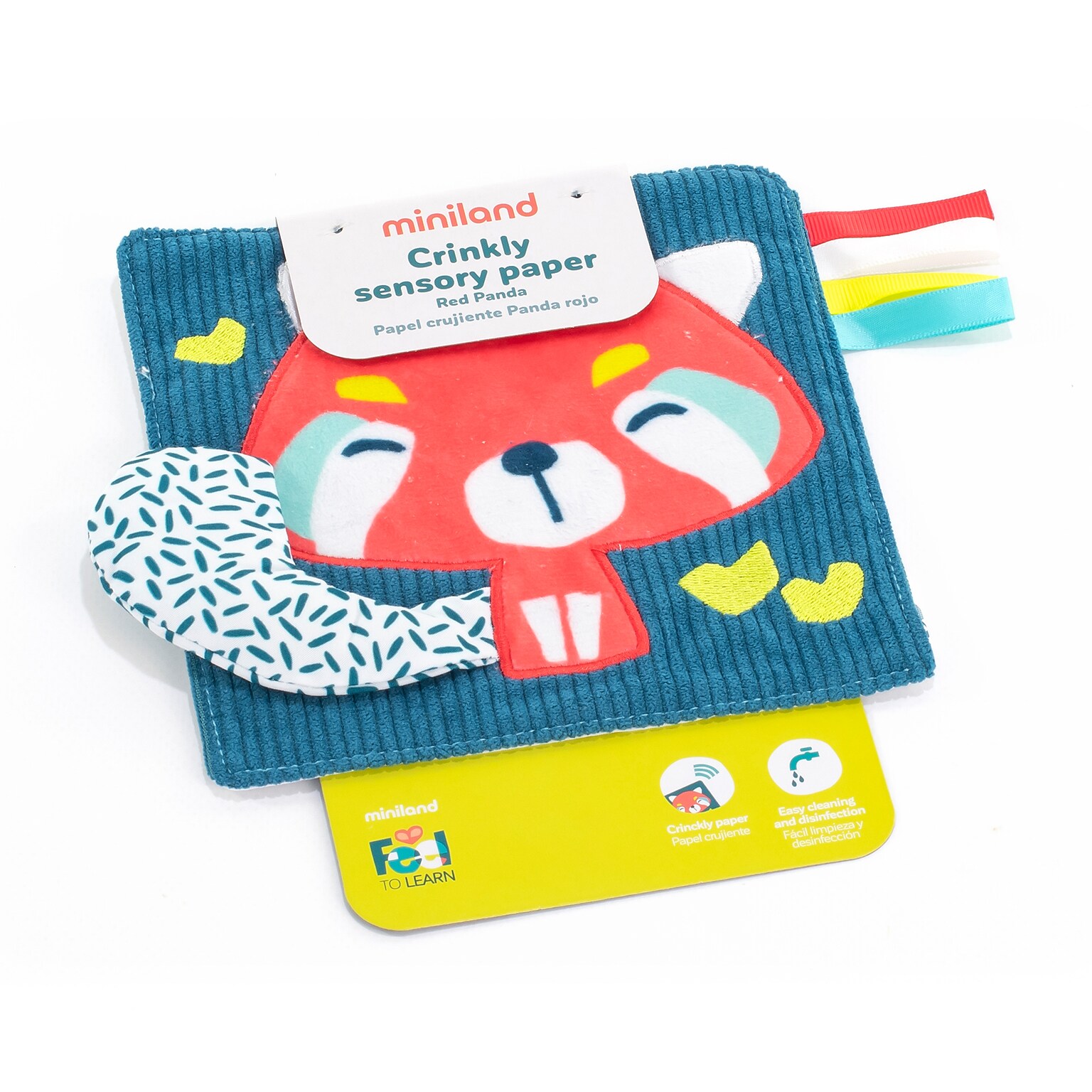 MINILAND Feel to Learn: Crinkly Sensory Paper Red Panda, Multicolored (MLE97322)