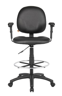 Boss Black Caressoft Drafting Stools W/Adj Arms & Footring