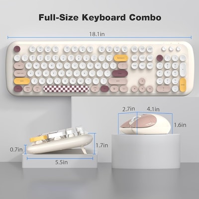 SaharaCase Wireless Ergonomic Keyboard and Laser Mouse Combo, Beige (KB8)