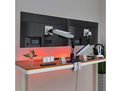 Mount-It! Adjustable Dual Monitor Arm, Up to 35 Monitor, Grayish White/Matte Black (MI-4882)