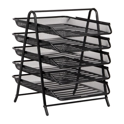 Mind Reader Metal Mesh Front Loading Stackable Letter Tray, Letter/Legal Size, Black (2CSTACK2-BLK)