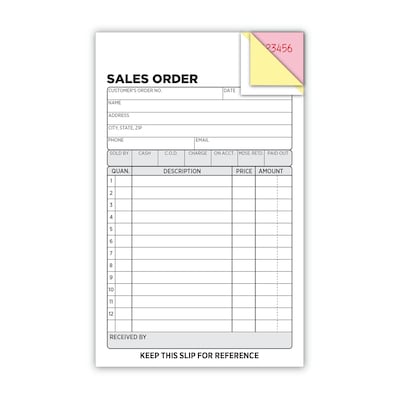 Cosco 3-Part Carbonless Sales Orders, 4.1875" x 7.1875", 50 Sets/Book (074054)