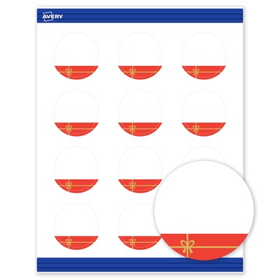 Avery Gold-Red Gift Matte Blank Card, White, 120/Pack (S00-FG7)