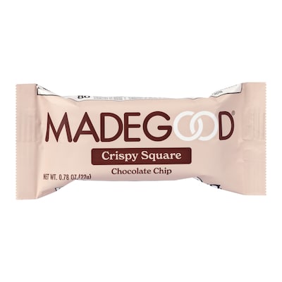 Madegood Gluten Free Chocolate Chip Crispy Squares, 0.78 oz., 6/Box, 6 Boxes/Pack (307-00429)