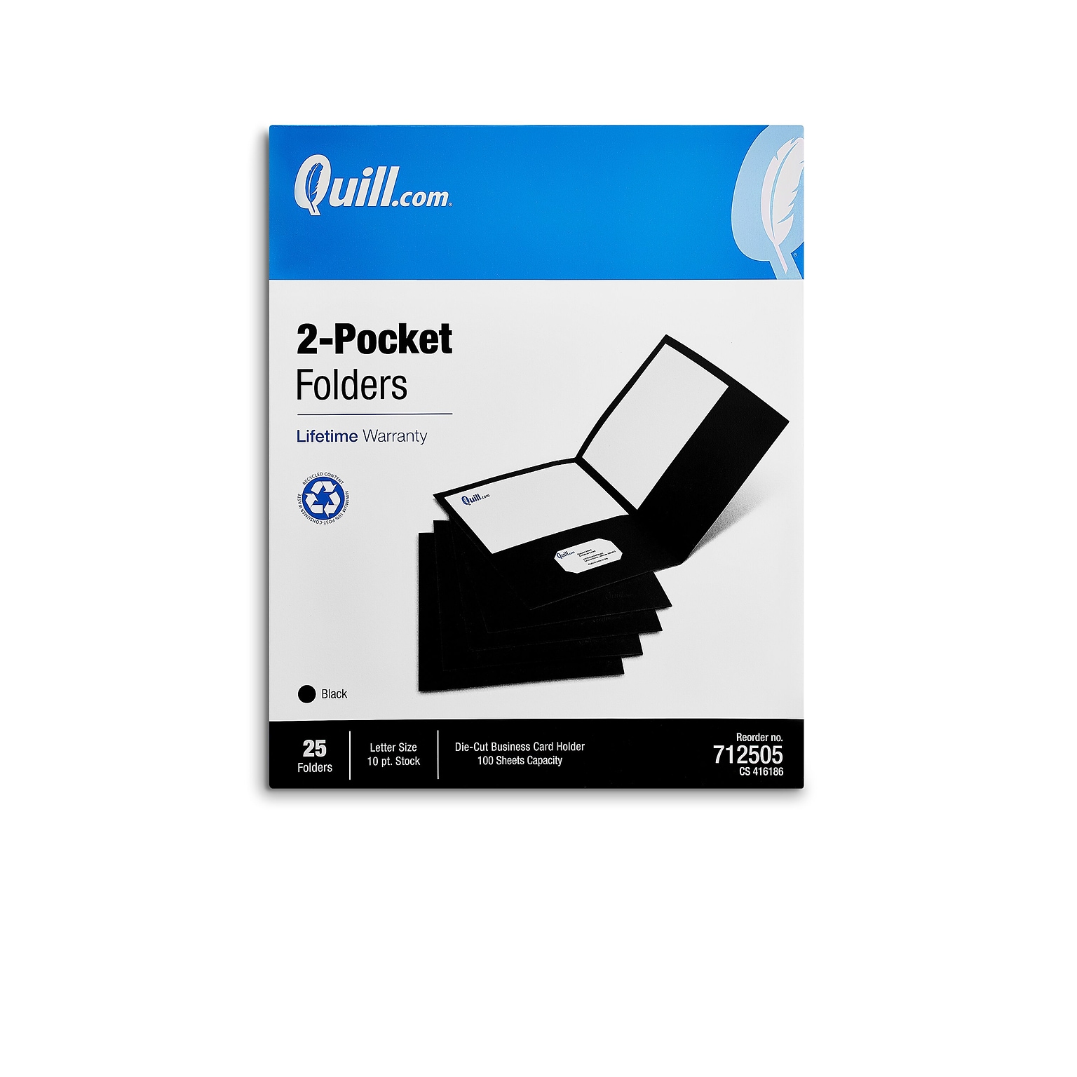 Quill Brand® 2-Pocket Folders, Black, 25/Box (712505)