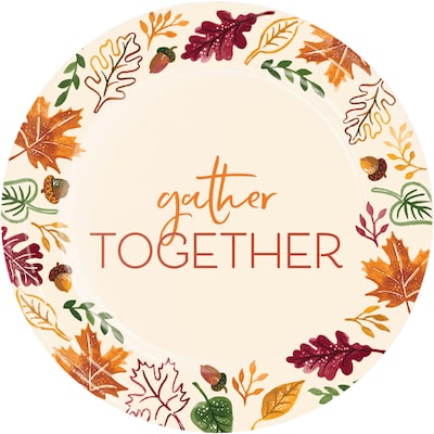 Creative Converting Fall Festivities Friendsgiving Paper Plates and Napkins Set, Serves 16, 48/Pack (DTC9029E2I)