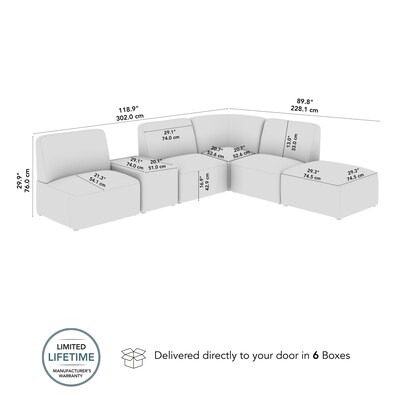 Bush Business Furniture Assemble L Shaped Sectional with Power/USB, Mist Fabric (ASM005MSF)