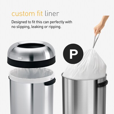 simplehuman 60L Bullet Can, Matte Black Heavy-Gauge Steel, Indoor Trash Can with Open Lid, 16 Gallon (CW1496)