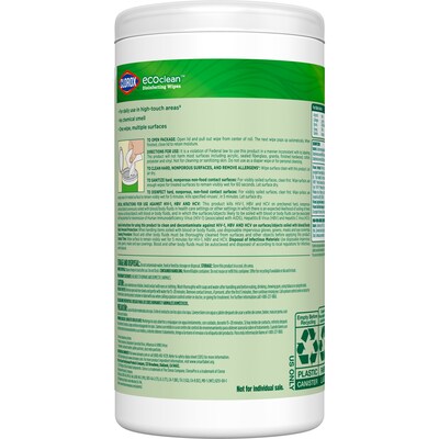 CloroxPro Clorox EcoClean Disinfecting Wipes, 75 Wipes/Container, 3/Pack (60787)