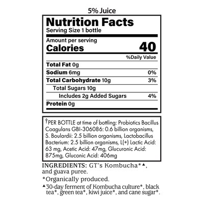 GT's Synergy Kombucha Organic Guava Goddess, 10 oz., 12/Pack (307-00437)