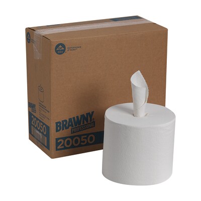 Brawny Professional D400 Durable Fibers Cleaning Wipers, 13.25" x 7.8", White, 260 Sheets/Roll, 4/Carton (20050)