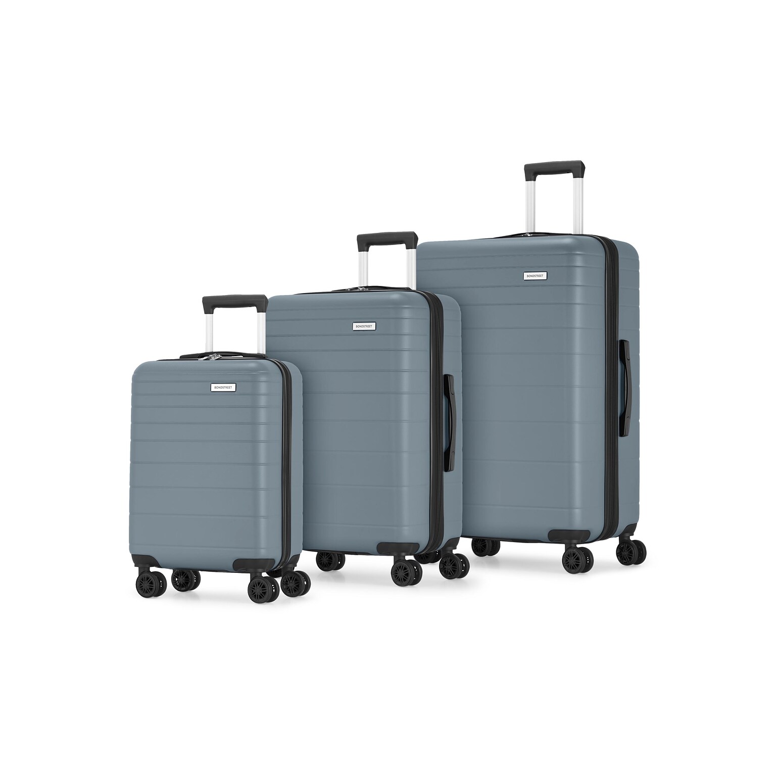 Bond Street Panoramic 3-Piece Hardside Spinner Luggage Set, Slate (HLG7503BS-SLATE)