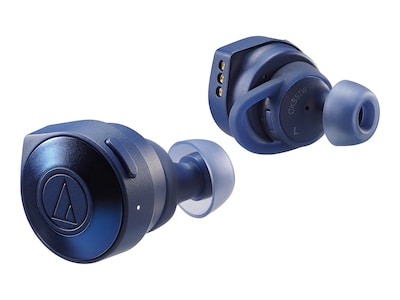 Audio-Technica SOLID BASS Wireless Earbuds Headphones, Bluetooth, Blue (ATH-CKS5TW BL)