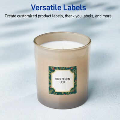 Avery Square Multipurpose Labels, 3" x 3", White, 60/Pack (19479370504)