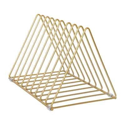 Martha Stewart Ryder 9-Slot Metal Triangle Magazine File Holder, Gold (HHOHD16GLD)