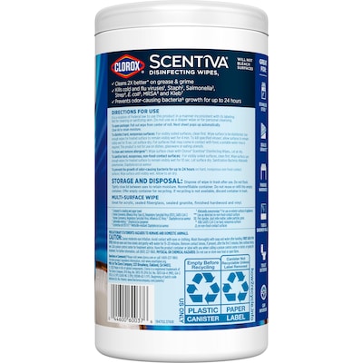 Clorox Scentiva Disinfecting Wipes, Pacific Breeze & Coconut Scent, 75 Wipes/Container (60037)