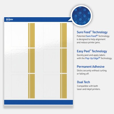 Avery Laser/Inkjet Square Multipurpose Labels, 3" x 3", White, 60/Pack (S00-DKG)