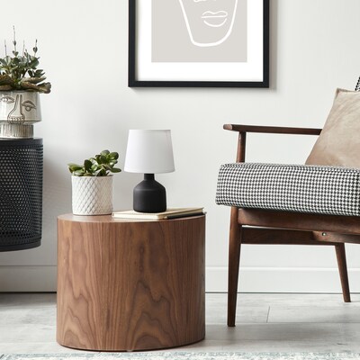 Simple Designs Mini Bocksbeutal Concrete Table Lamp, Black (LT2080-BLK)
