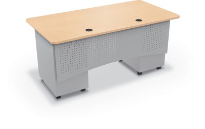 MooreCo 60W Avid Modular Double Pedestal Instructor Desk, Fusion Maple (91778-7909-7909)
