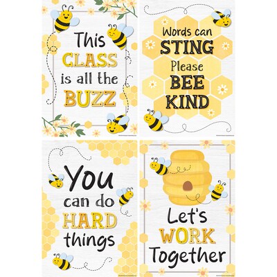 Teacher Created Resources 11" x 15-3/4" Buzzing Bees Positive Sayings Small Poster Pack, 12/Pack (TCR6914)