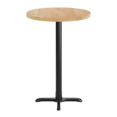 Flash Furniture Bennett 30" Round Wooden Commercial Indoor Table, Natural Top/Black Base (GSFRD30NTT2222B)