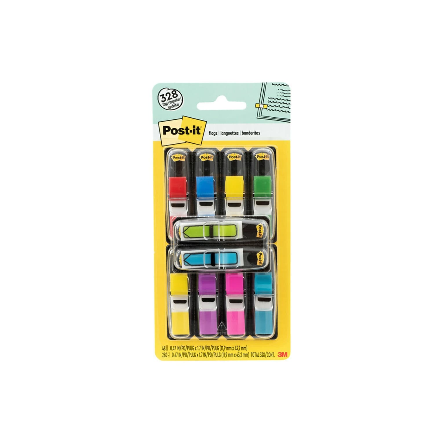 Post-it Flags Value Pack, .47 Wide, Assorted Colors, 328 Flags/Pack (683-VAD1)