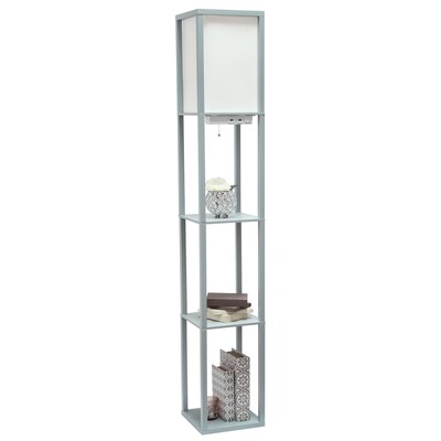 Simple Designs Etagere Organizer 62.5" Floor Lamp with Rectangular Shade, Gray (LF1037-GRY-CCLB)