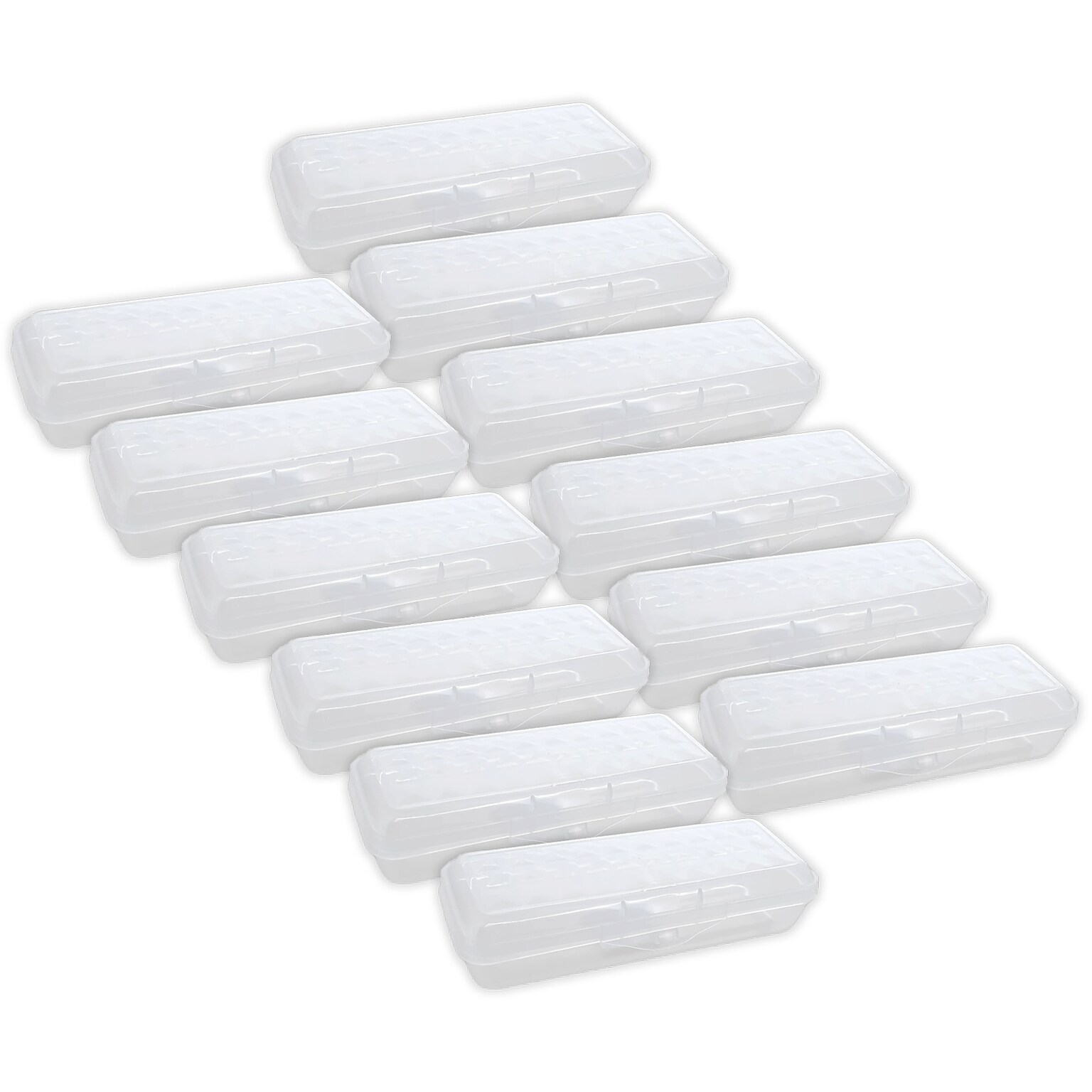 Bazic Plastic Latch Pencil Case, Clear, 12/Bundle (BAZ834-12)