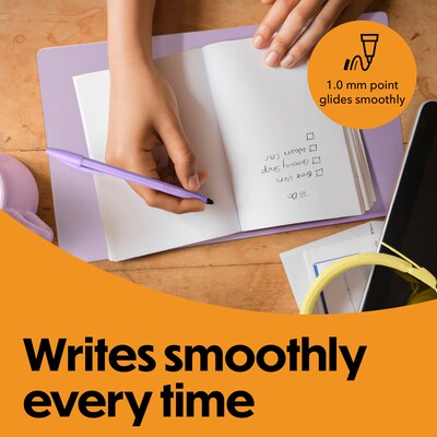 BIC Cristal Pastel  Ballpoint Pen, Medium Point, Black Ink, 24/Pack (MSPAP24-BLK)