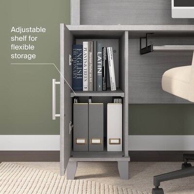 Bush Home Somerset 60"W L Shaped Computer Desk with Hutch, Platinum Gray (SET002PG)