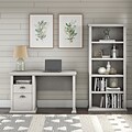 Bush Furniture Yorktown 50 Computer Desk with 5-Shelf Bookcase, Linen White Oak (YRK010LW)