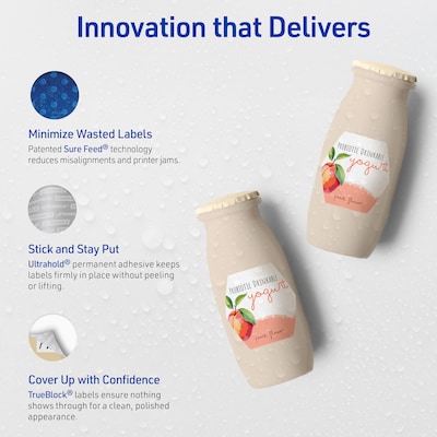 Avery Hexagon Laser Multipurpose Labels, 2-1/2" x 2-57/64", White, 600/Box (19479399171)