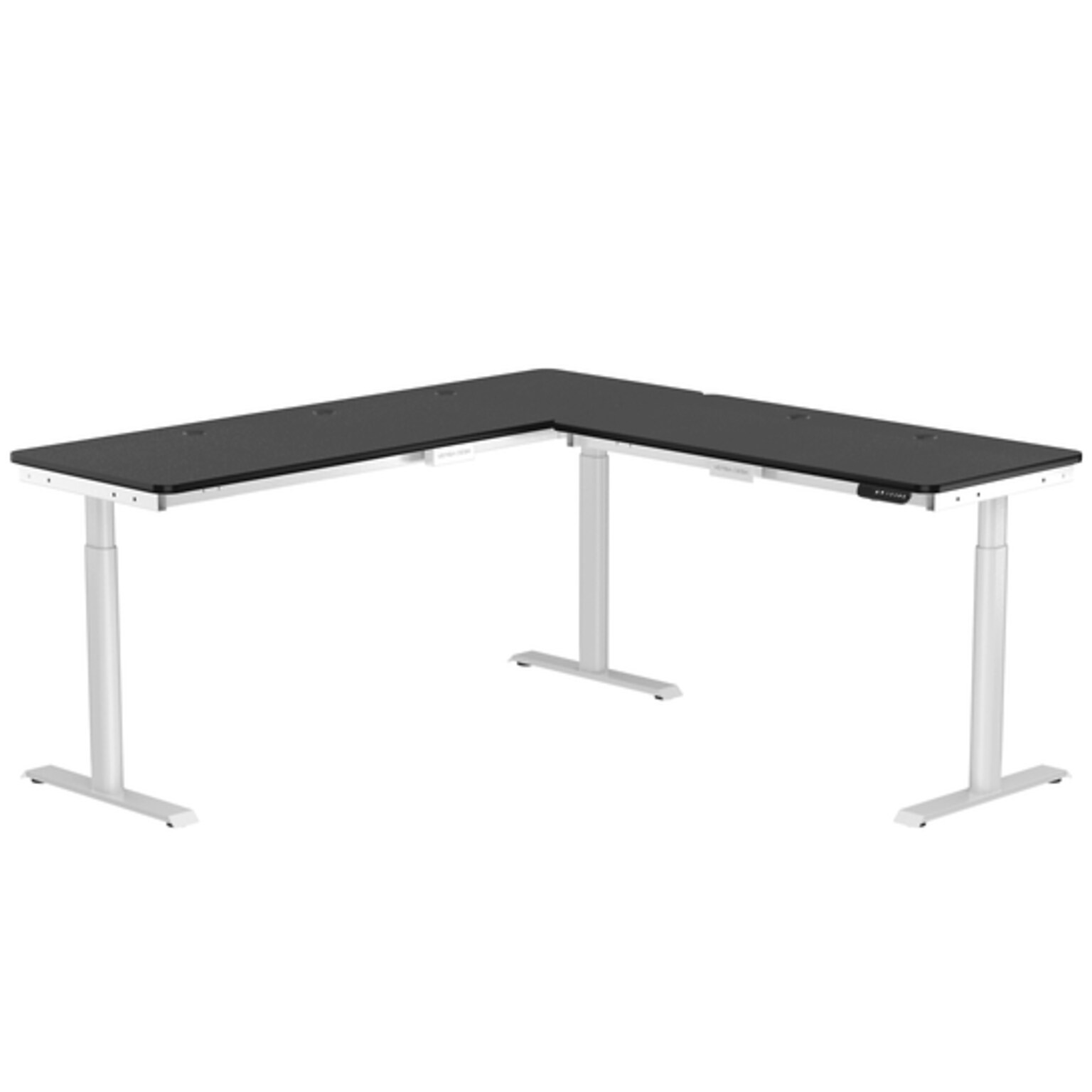 VersaDesk PowerLift 72W Electric L-Shaped Adjustable Standing Desk, Black/White (PLLSD7272-WB-APP)