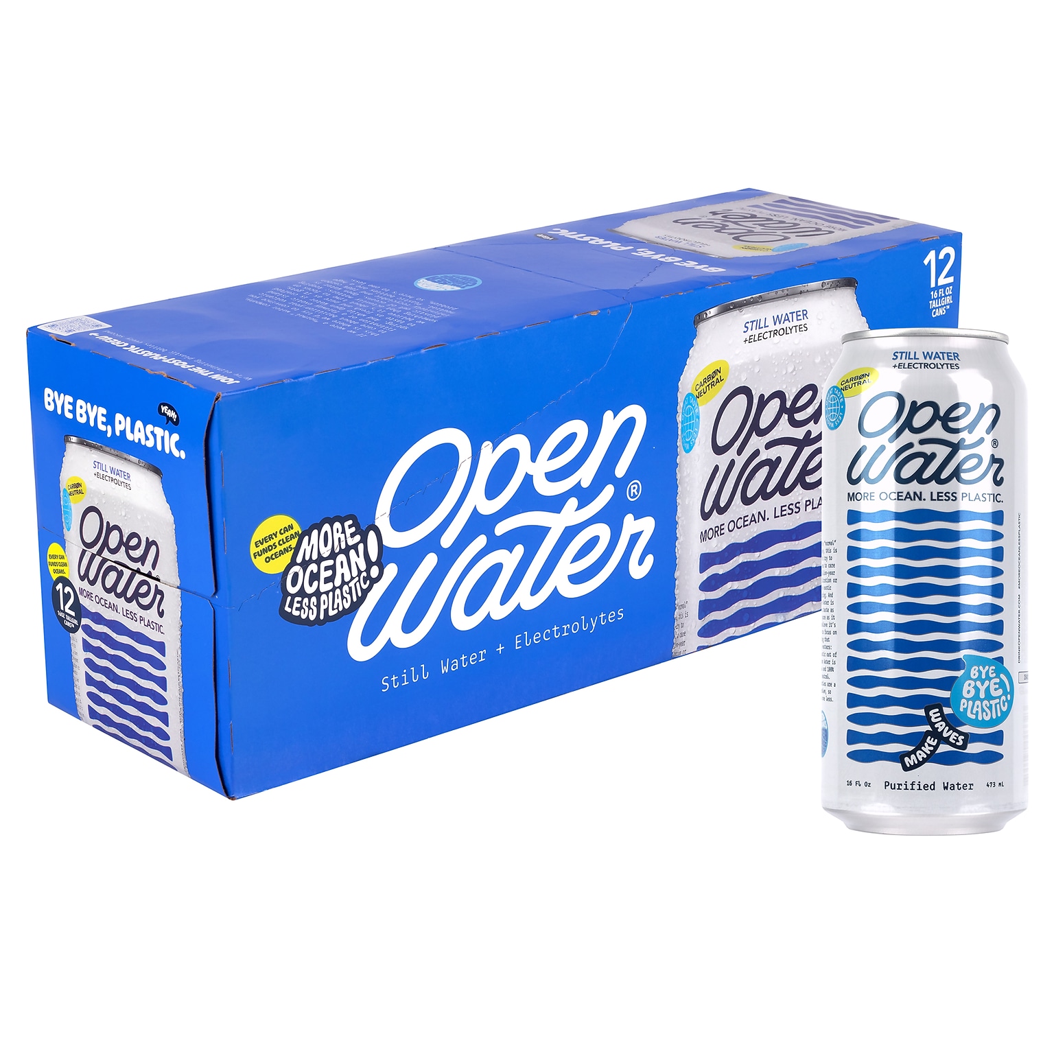 Open Water Tallgirl Canned Water, 16 oz., 12/Pack (220-02695)