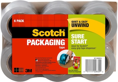 Scotch Sure Start Packing Tape, 1.88 x 25 yds., Clear, 6/Pack (DP1000RF6)