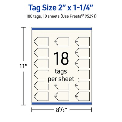 Avery 2" x 1-1/4"  Blank Price & Merchandise Tags, Ivory, 180/Carton (95291-MIT10)