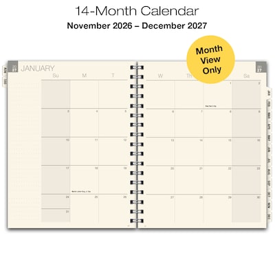 2027 Excello Brands Essential 8.5" x 11" Monthly Planner, Paperboard Cover, Multicolored (NRY27-ESN811-F5)