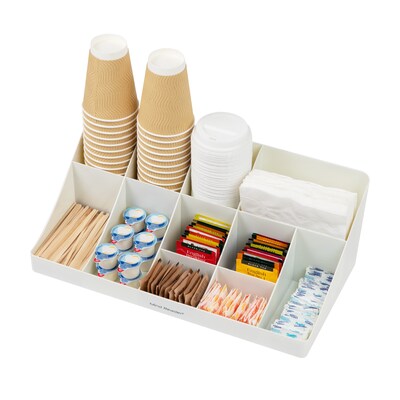 Mind Reader 11 Compartment Plastic Coffee Cup and Condiment Organizer, White (COMORG-WHT)
