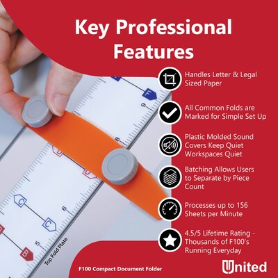 United F100 Automatic Paper Folder, 200 Sheets (F100)