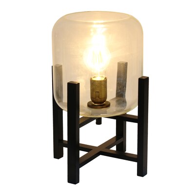 Creekwood Home 13.5 LED Table Lamp, Black/Clear Glass (CWT-1000-CL)