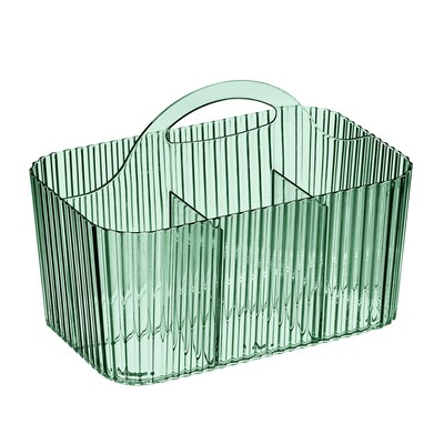 mDesign 4-Section Plastic Desktop Caddy Organizer with Handle, Plastic, Sage (26052)