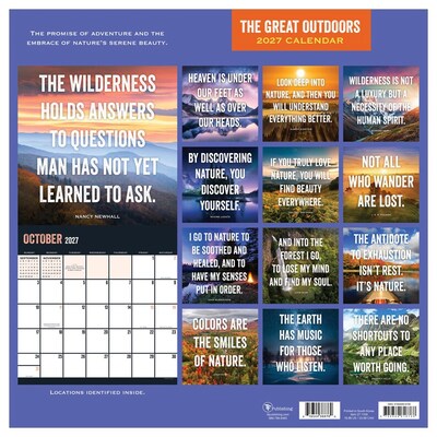 2027 TF Publishing The Great Outdoors 12" x 12" Monthly Wall Calendar, Multicolored (27-1109)