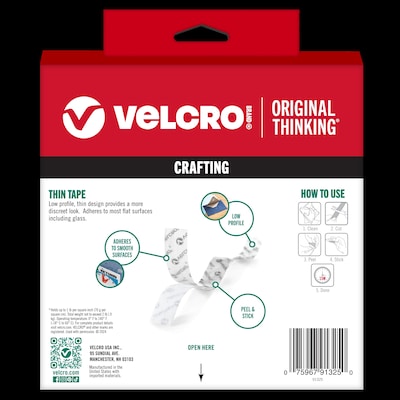 Velcro® Craft Adhesive Back Hook and Loop Roll Fastener, 0.75" x 15', Clear (91325)