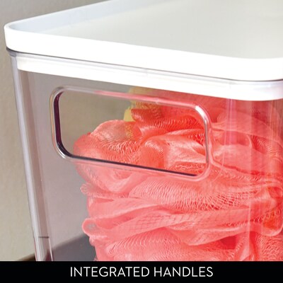 Pantry Bin with Lid - Plastic Storage Bin with Handles for Fridge or Kitchen Cabinets