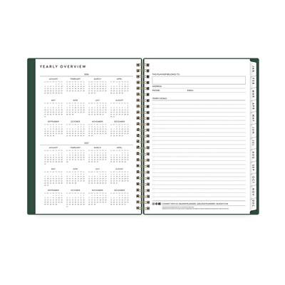 2026 Blue Sky Bespoke Letterpress 8.5" x 11" Calendar Year Weekly & Monthly Planner, Plastic Cover, Deep Forest Green (156225)