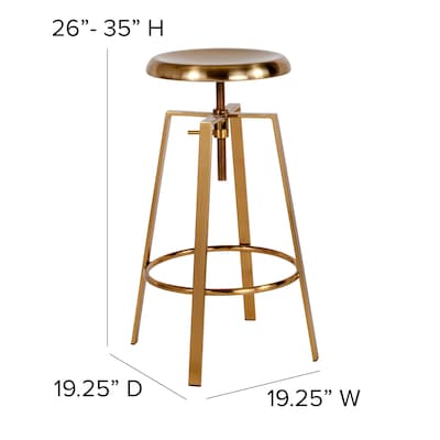Flash Furniture Toledo Industrial Metal Barstool, Gold, 2-Pieces (2CH18107026SGLD)