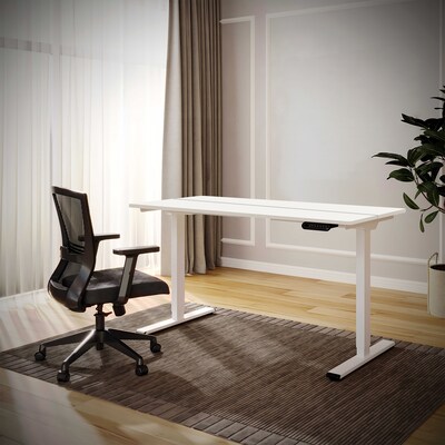 FlexiSpot ET2 55"W Electric Rectangular Adjustable Standing Desk, White